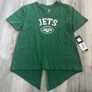 NWT NFL NY Jets Sequin Flip Silver/white T Shirt Girls Size Large 14